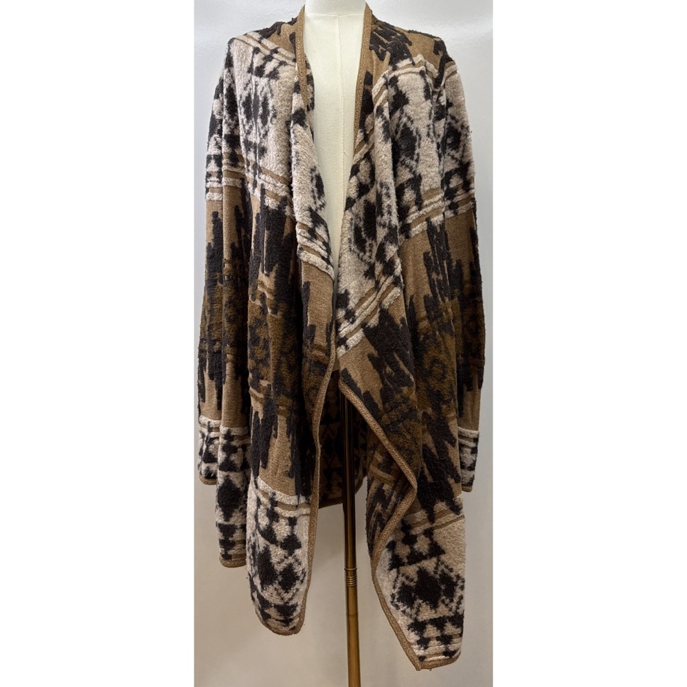Lucky Brand Southwestern Drape Cardigan Sweater Women's XL Open Front PILLING